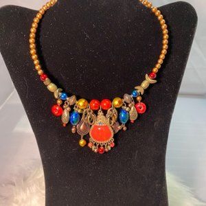 Colorful Vintage Boho Choker w/Beads